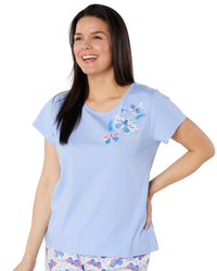 Women's Denim Butterfly 100% Cotton Short Sleeve Cropped Leg Pyjamas