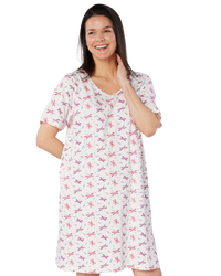 Women's 100% Cotton Pack of 2 Magenta Dragonfly Nightshirts