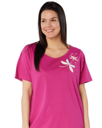 Women's 100% Cotton Pack of 2 Magenta Dragonfly Nightshirts