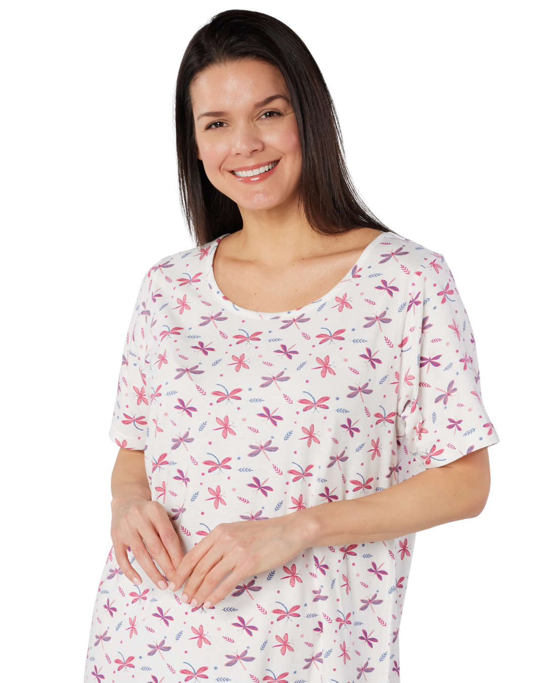 Women's 100% Cotton Pack of 2 Magenta Dragonfly Nightshirts