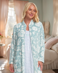 Elegance Printed Fleece Zip Dressing Gown