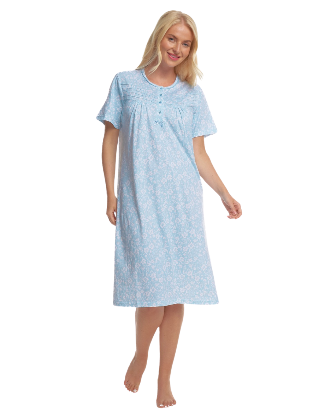 Summer Meadow Print 100% Cotton Jersey Short Sleeve Nightdress