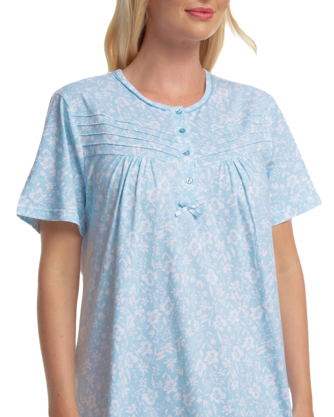 Summer Meadow Print 100% Cotton Jersey Short Sleeve Nightdress