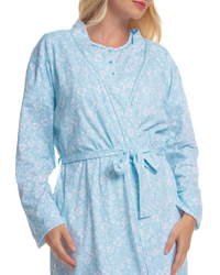Women's Summer Meadow Print 100% Cotton Jersey Lightweight Wrap Dressing Gown with Pockets
