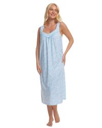 Summer Meadow Print 100% Cotton Jersey Strappy Nightdress