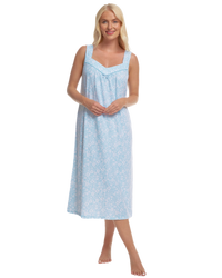 Summer Meadow Print 100% Cotton Jersey Strappy Nightdress