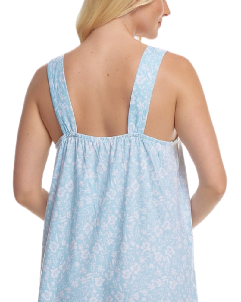 Summer Meadow Print 100% Cotton Jersey Strappy Nightdress