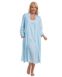 Women's Summer Meadow Print 100% Cotton Jersey Lightweight Wrap Dressing Gown with Pockets