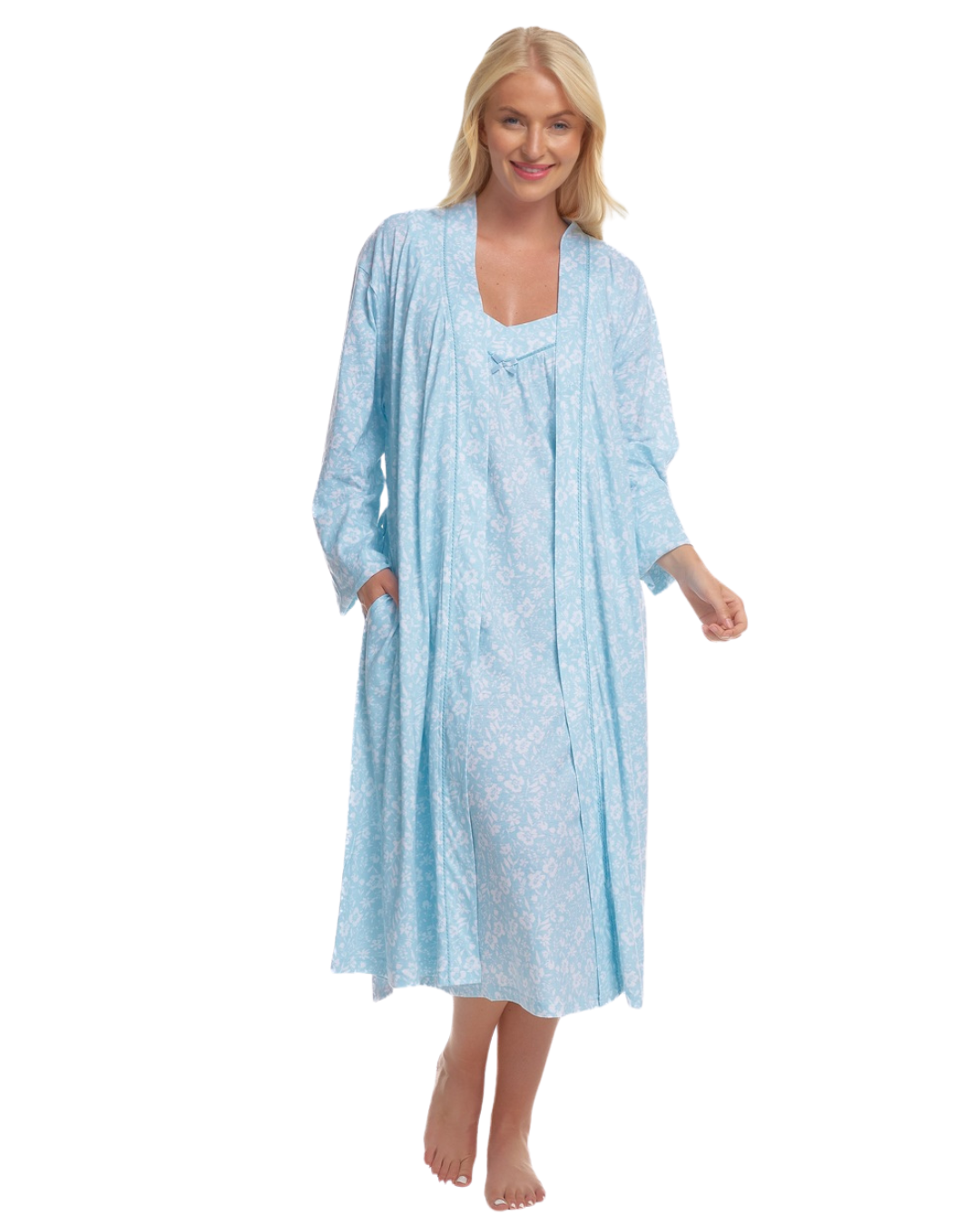 Summer Meadow Print 100% Cotton Jersey Strappy Nightdress