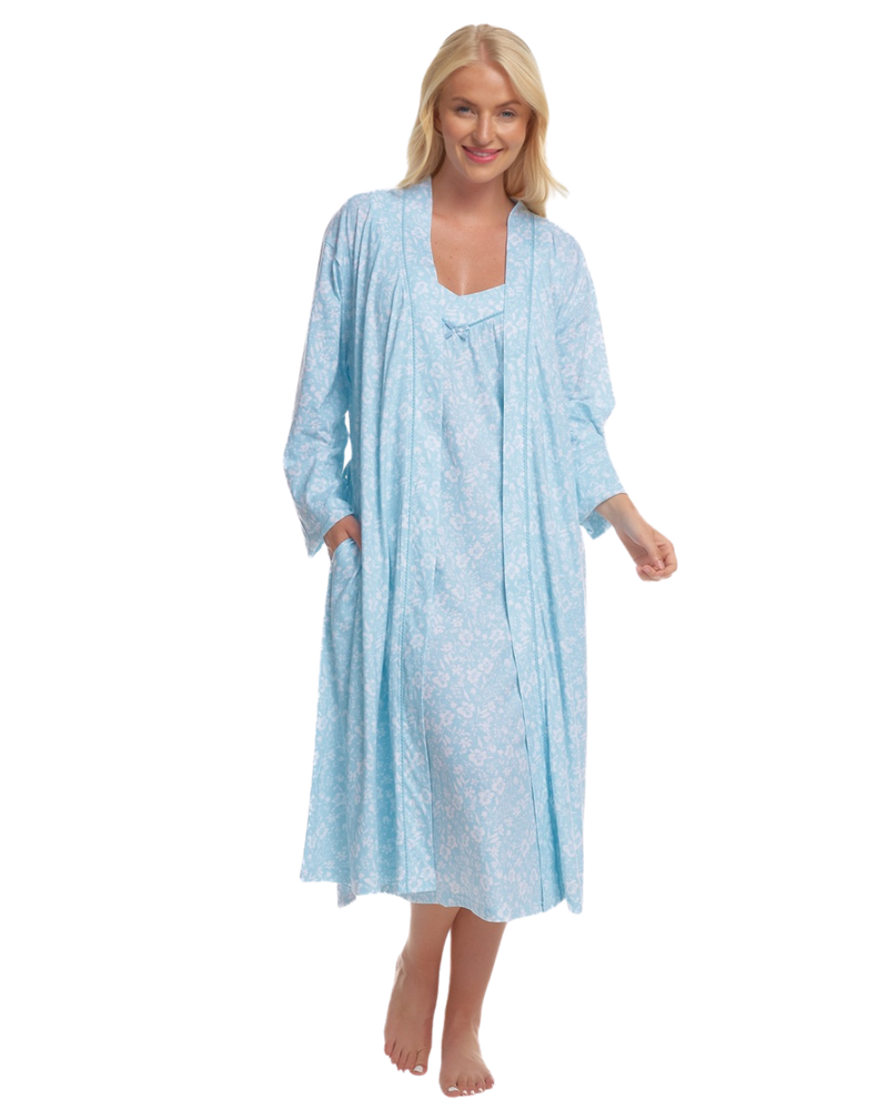 Summer Meadow Print 100% Cotton Jersey Strappy Nightdress