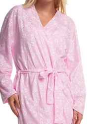 Women's Summer Meadow Print 100% Cotton Jersey Lightweight Wrap Dressing Gown with Pockets