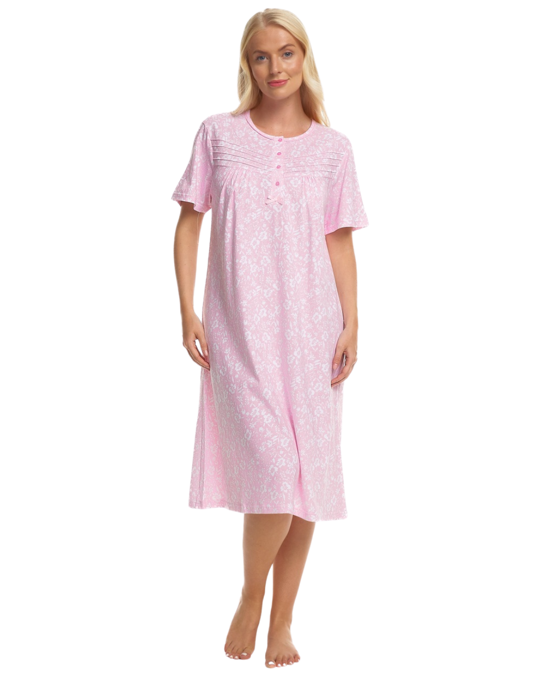 Summer Meadow Print 100% Cotton Jersey Short Sleeve Nightdress