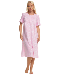 Summer Meadow Print 100% Cotton Jersey Short Sleeve Nightdress
