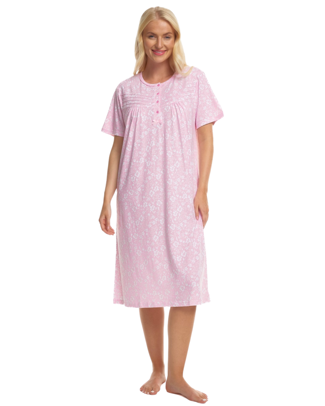 Summer Meadow Print 100% Cotton Jersey Short Sleeve Nightdress