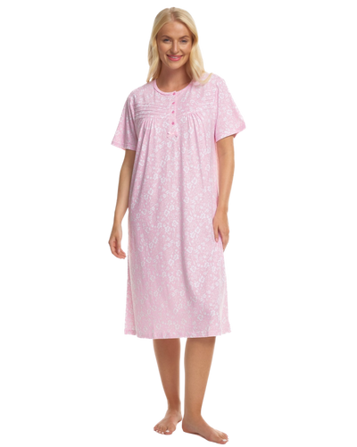 Summer Meadow Print 100% Cotton Jersey Short Sleeve Nightdress