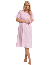 Summer Meadow Print 100% Cotton Jersey Short Sleeve Nightdress