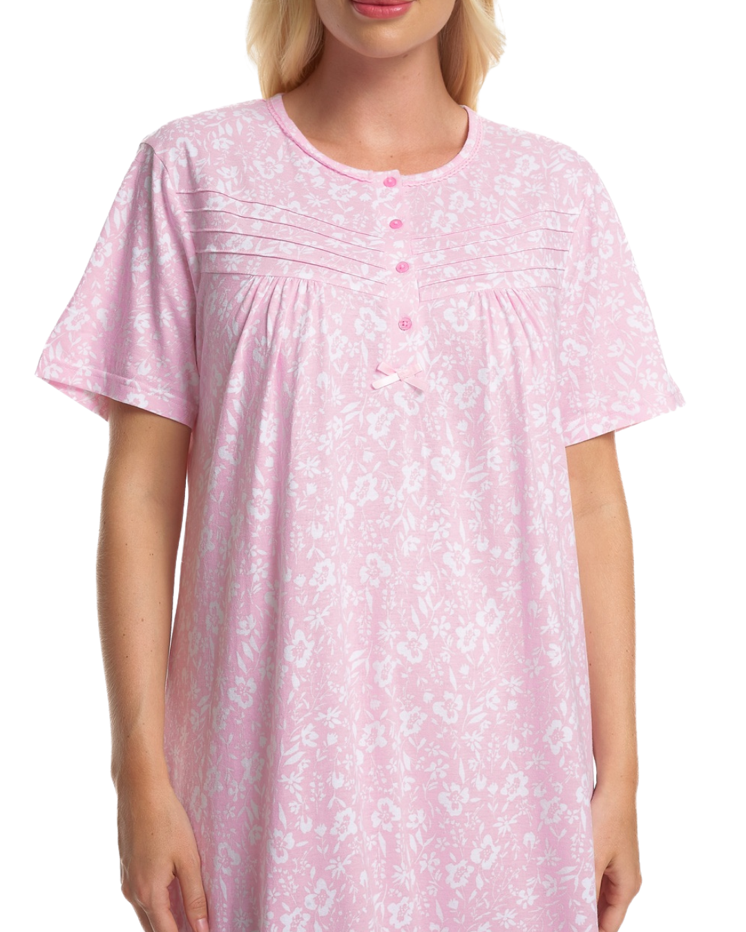 Summer Meadow Print 100% Cotton Jersey Short Sleeve Nightdress