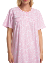Summer Meadow Print 100% Cotton Jersey Short Sleeve Nightdress