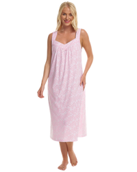 Summer Meadow Print 100% Cotton Jersey Strappy Nightdress