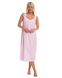 Summer Meadow Print 100% Cotton Jersey Strappy Nightdress