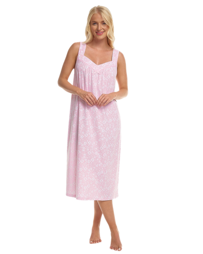 Summer Meadow Print 100% Cotton Jersey Strappy Nightdress