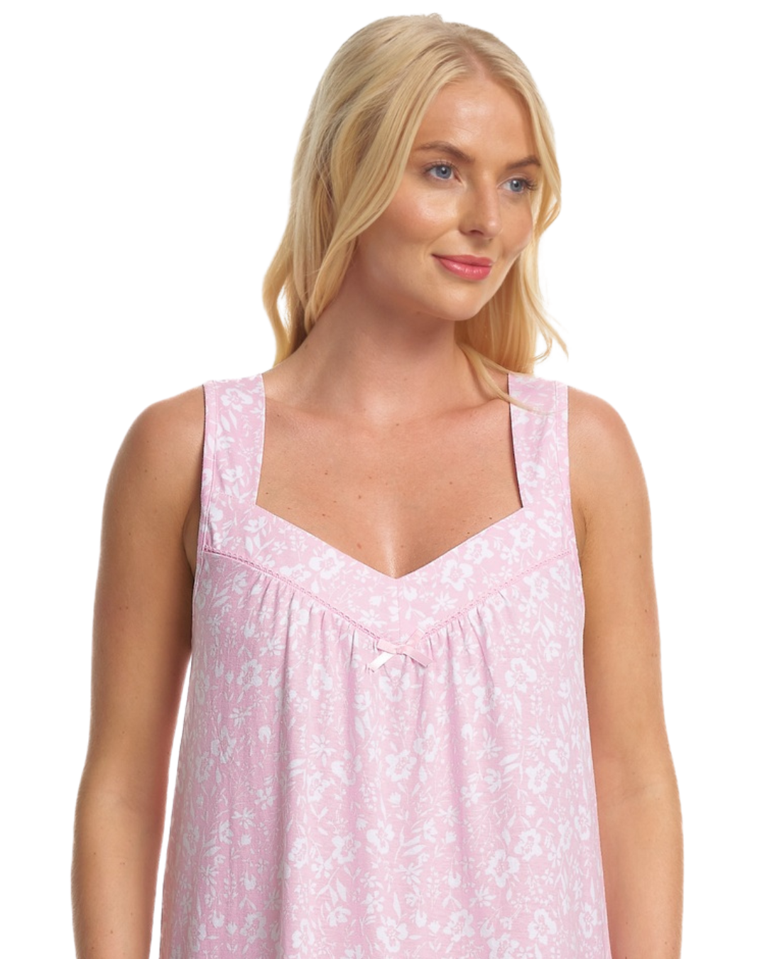 Summer Meadow Print 100% Cotton Jersey Strappy Nightdress