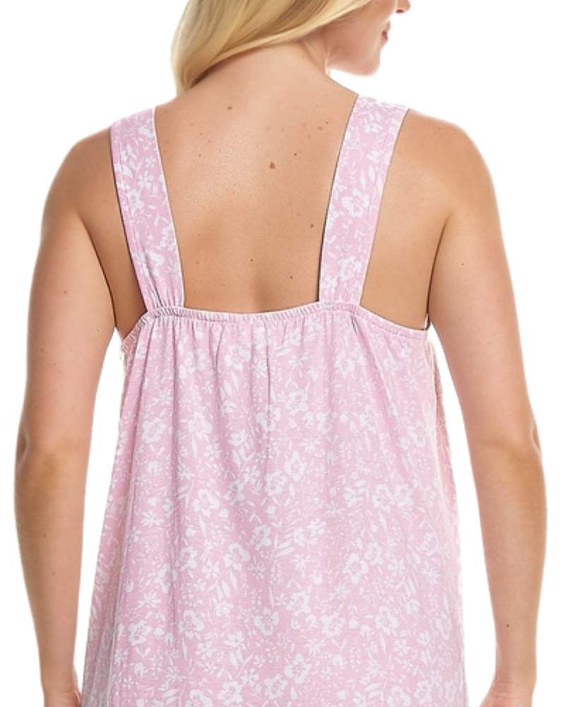 Summer Meadow Print 100% Cotton Jersey Strappy Nightdress
