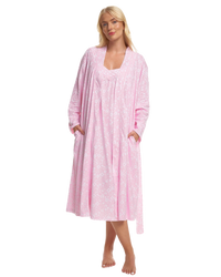 Women's Summer Meadow Print 100% Cotton Jersey Lightweight Wrap Dressing Gown with Pockets