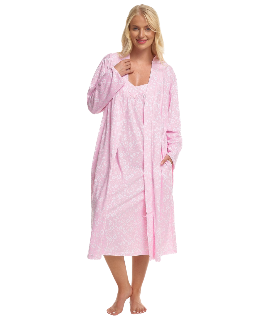 Summer Meadow Print 100% Cotton Jersey Strappy Nightdress