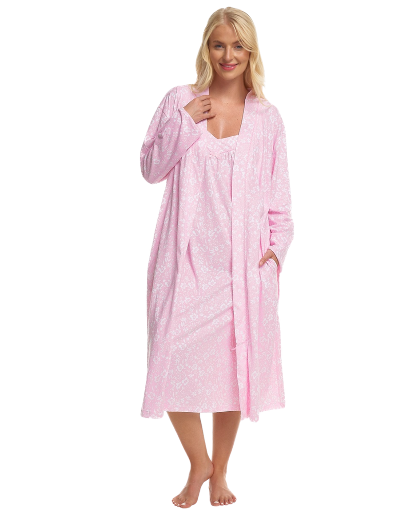 Summer Meadow Print 100% Cotton Jersey Strappy Nightdress