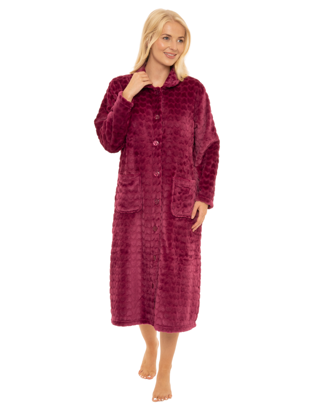Button Gown Luxury Embossed Fleece Button Up Dressing Gown – Suzy & Me Collection