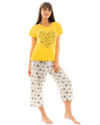 Women's Yellow Bee 100% Cotton Short Sleeved Cropped Leg Pyjamas