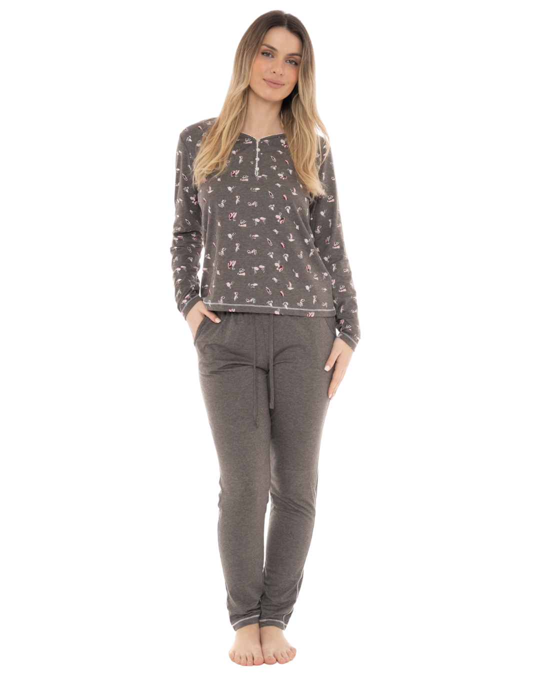 Grey Bird Print Pyjama