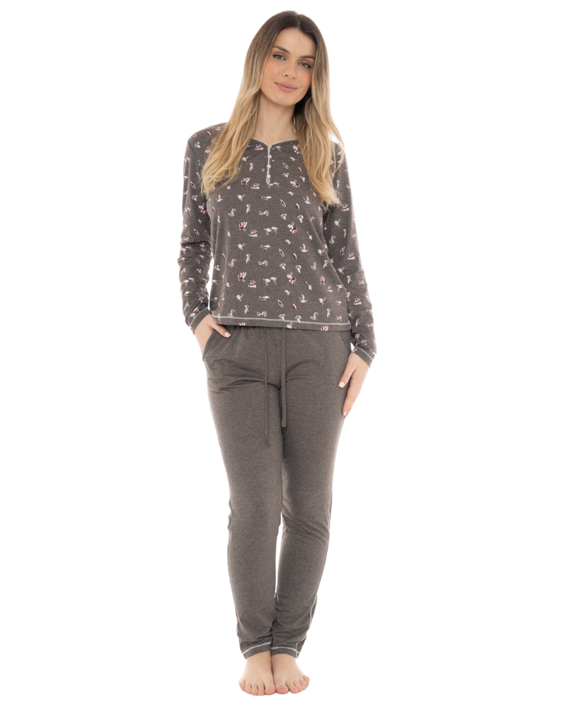 Grey Bird Print Pyjama