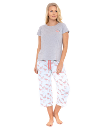 Women's Flamingo Cotton Rich Short Sleeved Cropped Leg Pyjamas