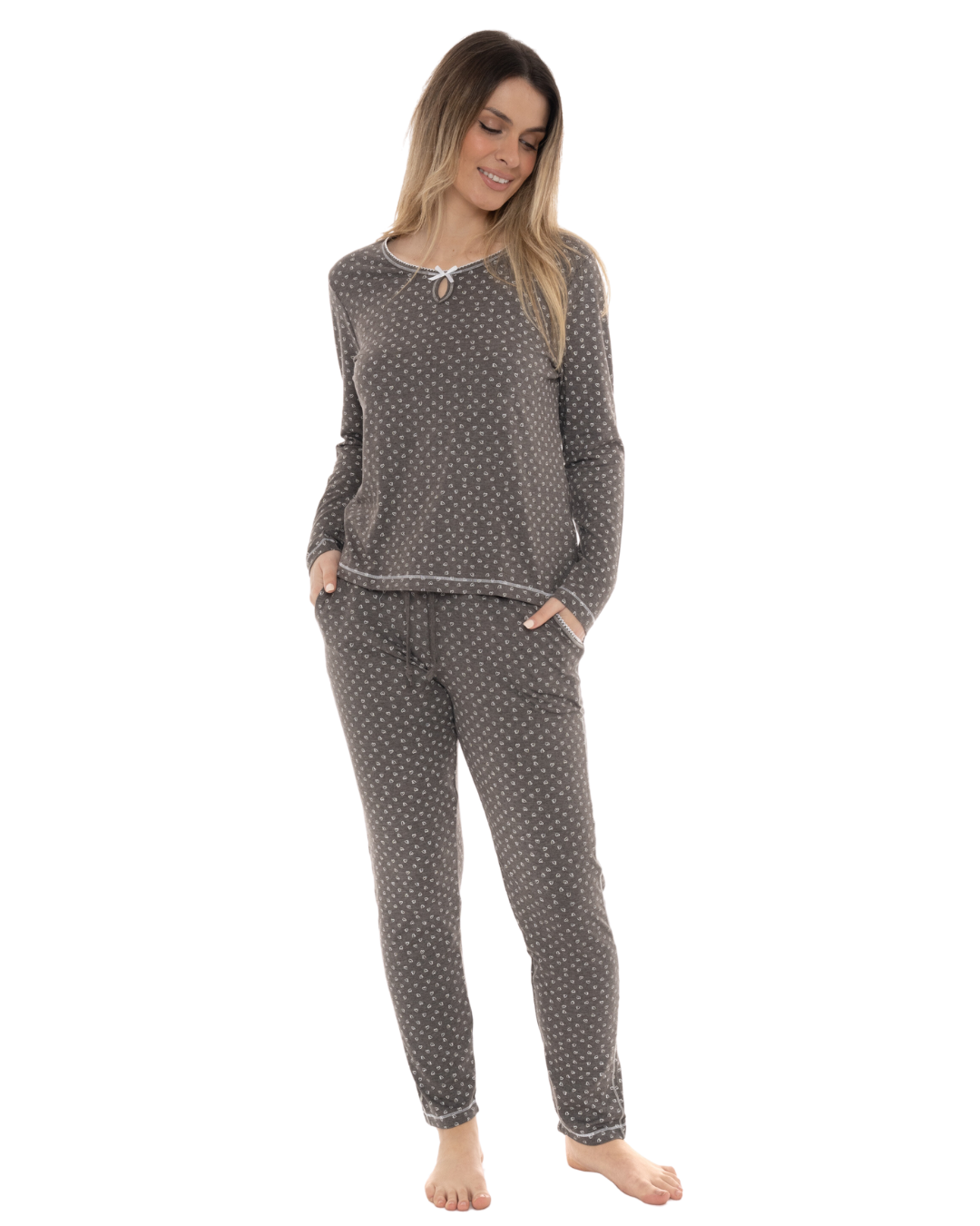 Charcoal Heart Print Pyjama