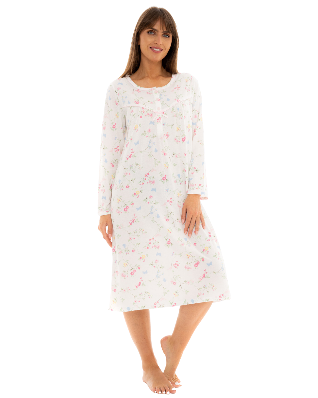 Birds and Butterfly 100% Cotton Long Sleeve Nightdress