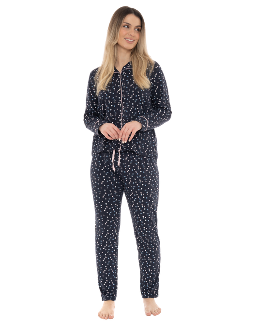 Navy Ditsy Floral Button Front Pyjama