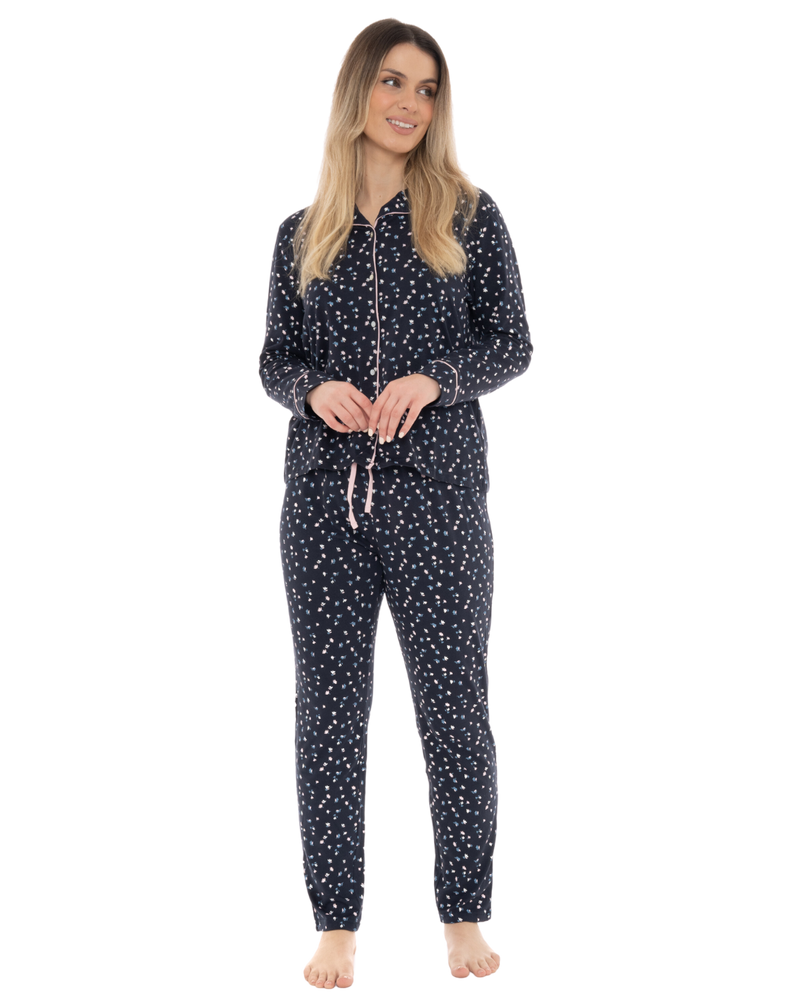 Navy Ditsy Floral Button Front Pyjama