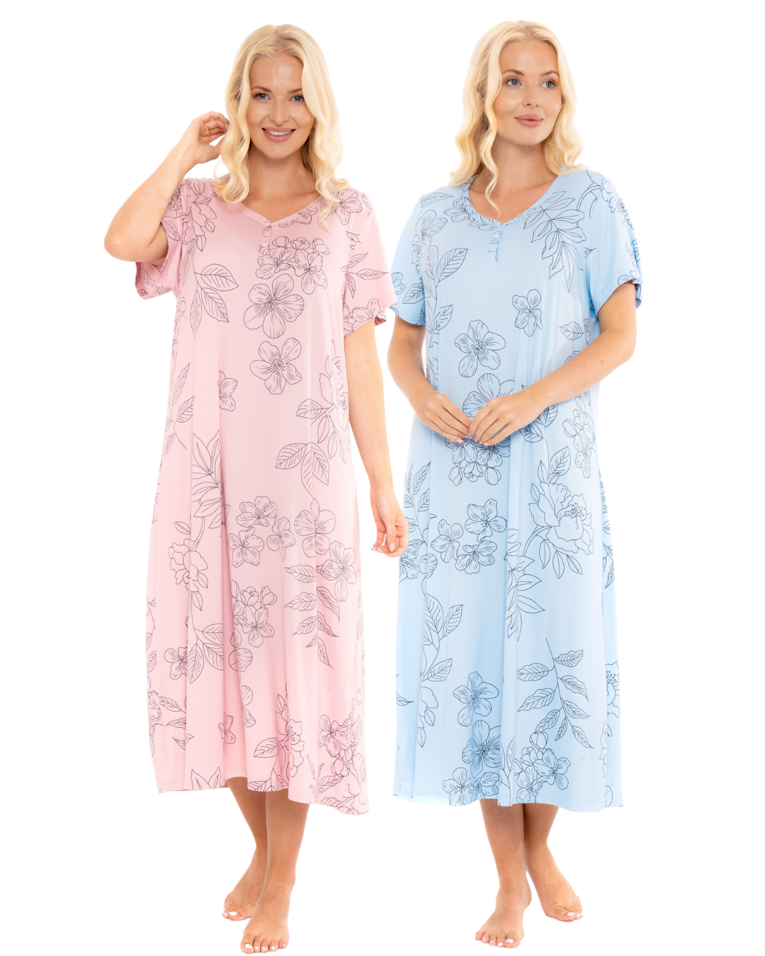 Long Plus Size Luxury Soft Touch Jersey Floral Nightshirt