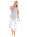 Women's Flamingo Cotton Rich Short Sleeved Cropped Leg Pyjamas