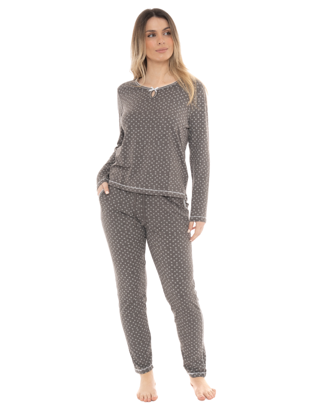 Charcoal Heart Print Pyjama