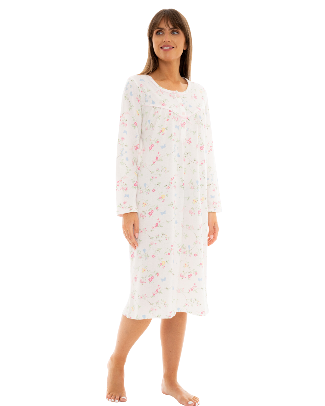 Birds and Butterfly 100% Cotton Long Sleeve Nightdress