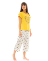 Women's Yellow Bee 100% Cotton Short Sleeved Cropped Leg Pyjamas