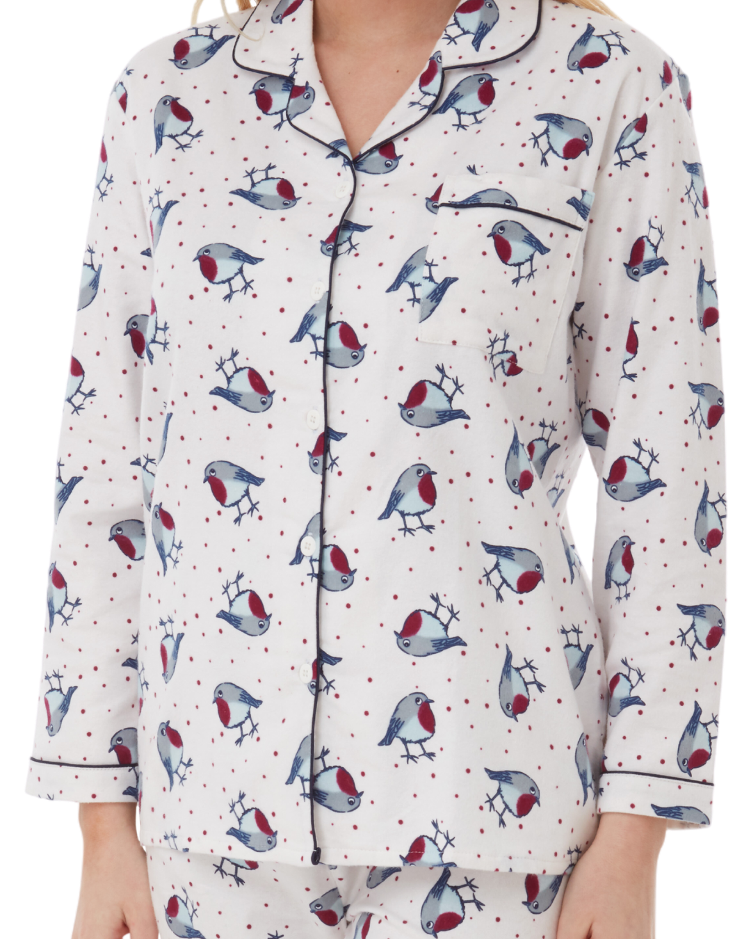 Navy Robin 100% Brushed Cotton Winceyette Pyjamas