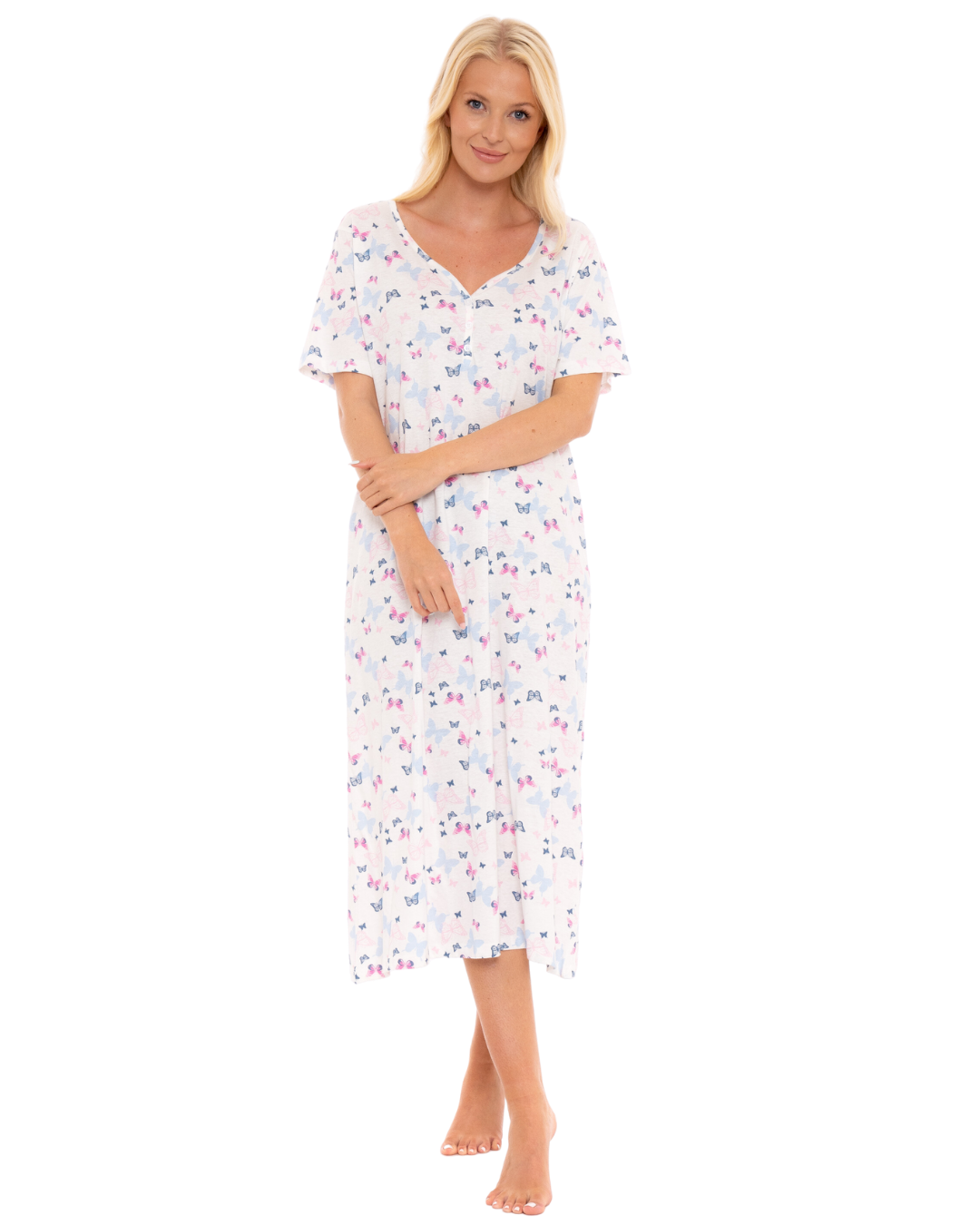 Lilac Butterfly 100 Cotton Plus Size Nightdress