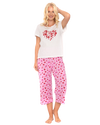 Ivory Heart 100% Cotton Short Sleeved Cropped Leg Pyjamas