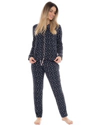 Navy Ditsy Floral Button Front Pyjama