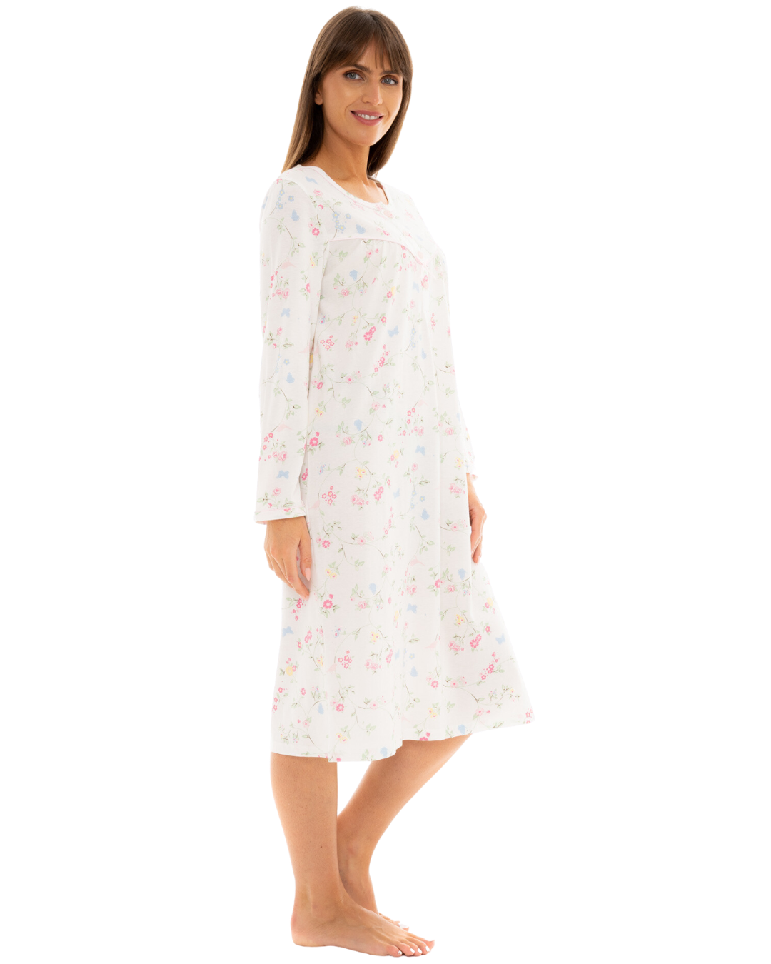 Birds and Butterfly 100% Cotton Long Sleeve Nightdress