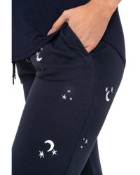 Women's Jersey Short Sleeved Embroidered Pant Lounge Pyjamas